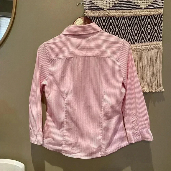 GUESS VINTAGE PINK STRIPE BUTTON DOWN BLOUSE SIZE XL - Picture 6 of 7